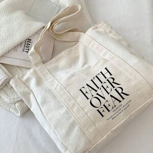 Faith Over Fear Cream Tote Bag